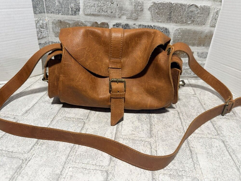 Y2K Barbour Brown Leather Bag Satchel Shoulder Buckle Pocket Handbag